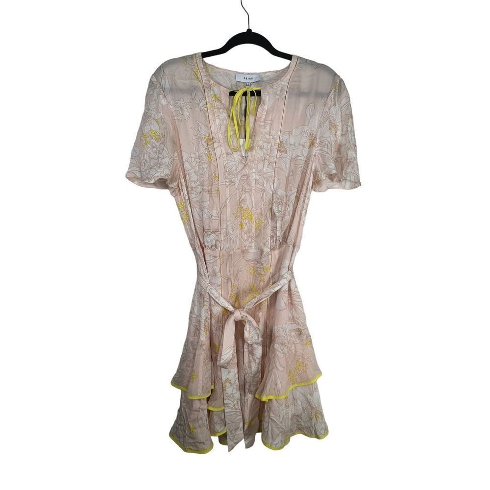 NWT Reiss Women's Floral Carlotta Tie Waist Flippy Blush Mini Dress Size 12 - Picture 4 of 12